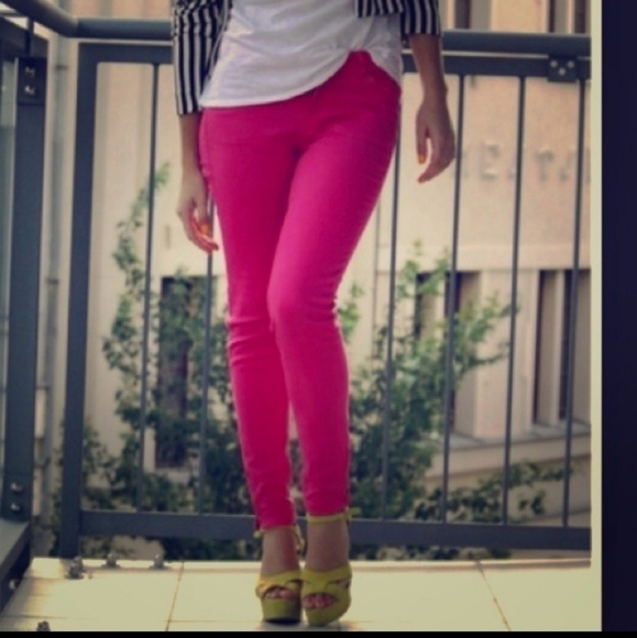 𝅺h&m Hot Pink Denim Skinny Jeans sz. 6 - Picture 1 of 7